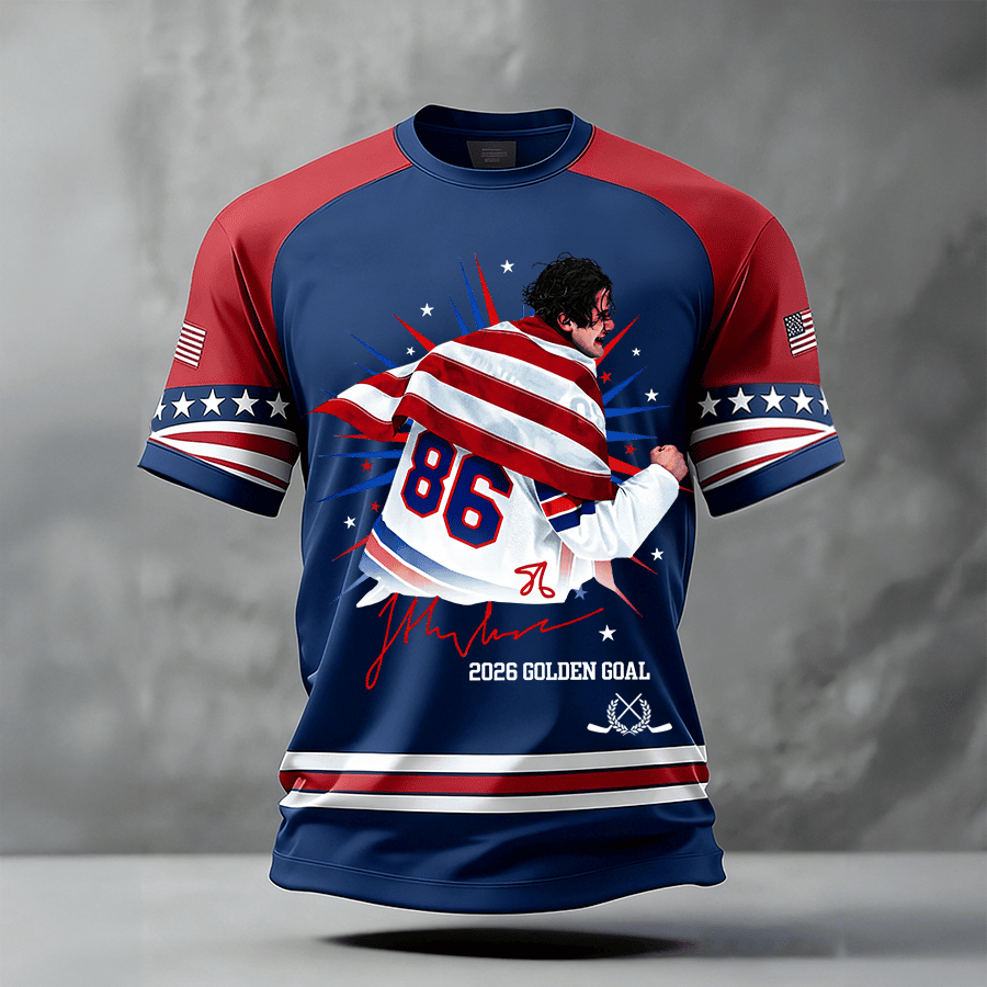 USA Hockey 2026 Golden Goal Jack Hughes T-Shirt USA Hockey Gold Medal Merch Fans Gift