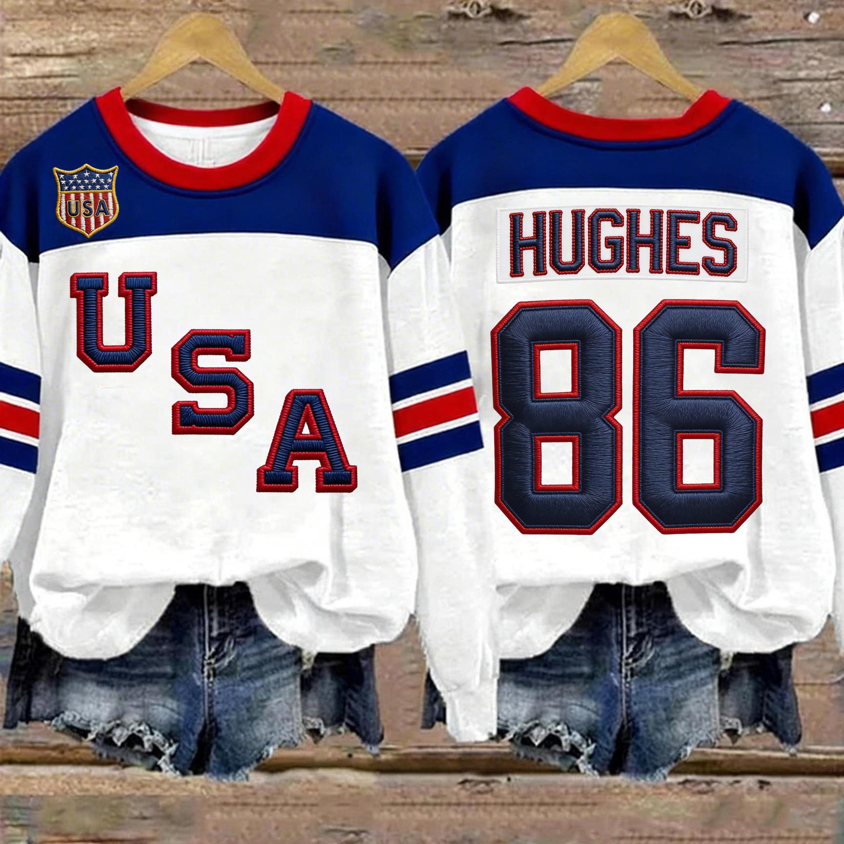 USA Hockey 2026 Winter Olympic 86 Hughes Sweatshirt Hockey Apparel Best Gift For Fans