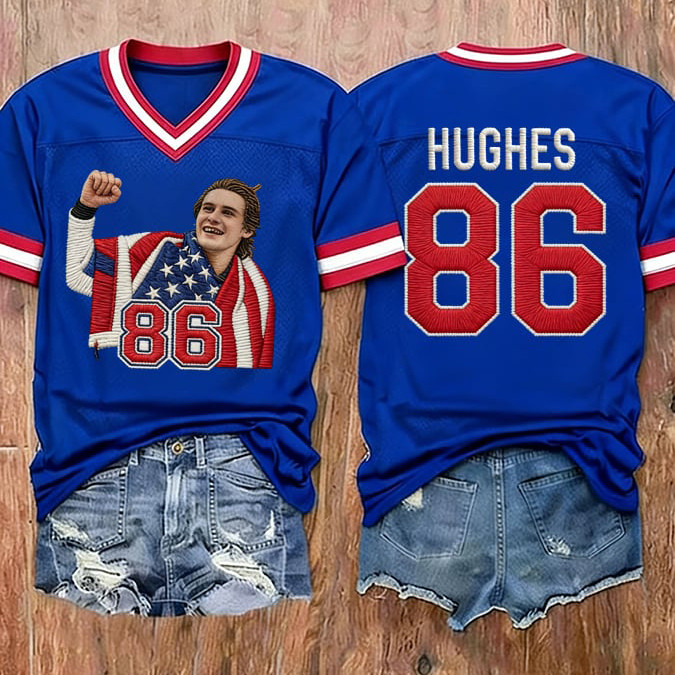 USA Hockey 2026 Winter Olympic Hughes 86 V-Neck Shirt Game Day Clothing Gift For Fans