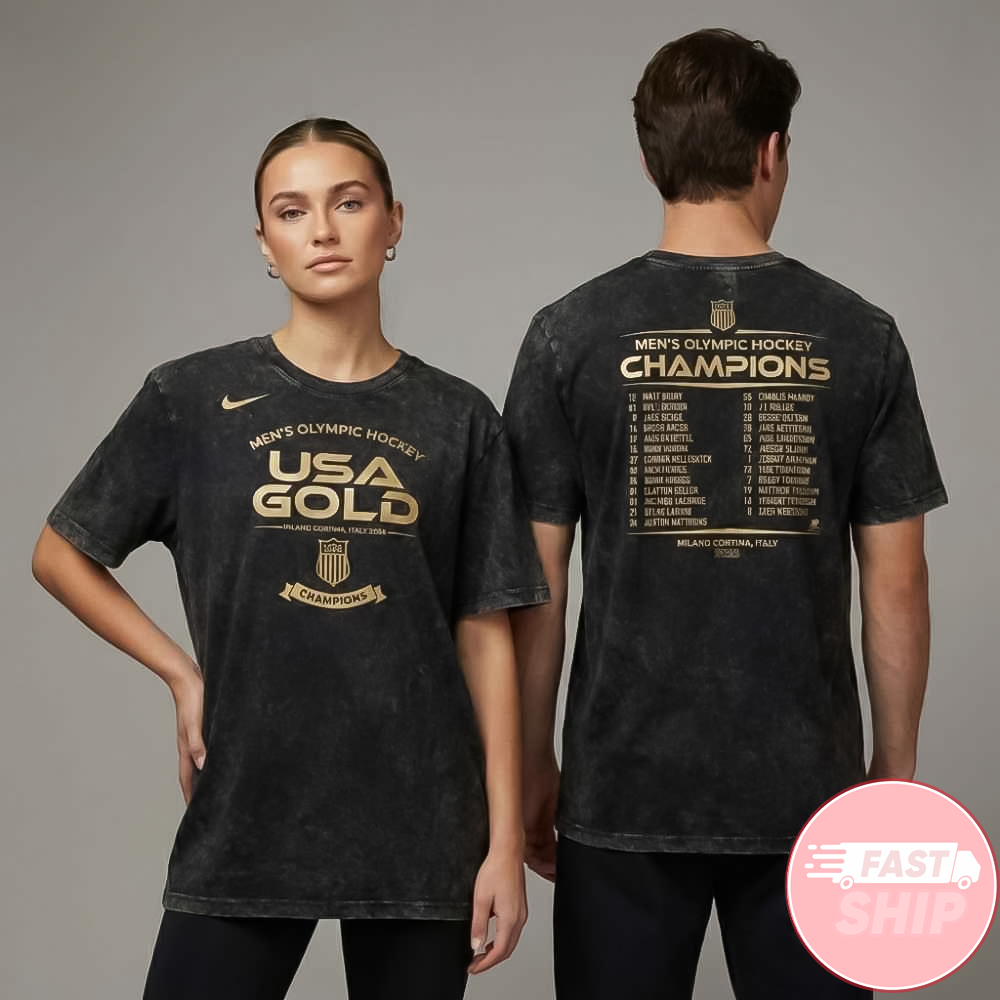 USA Hockey 2026 Winter Olympics Gold Medal Roster Washed T-Shirt Gifts For Hockey Lovers