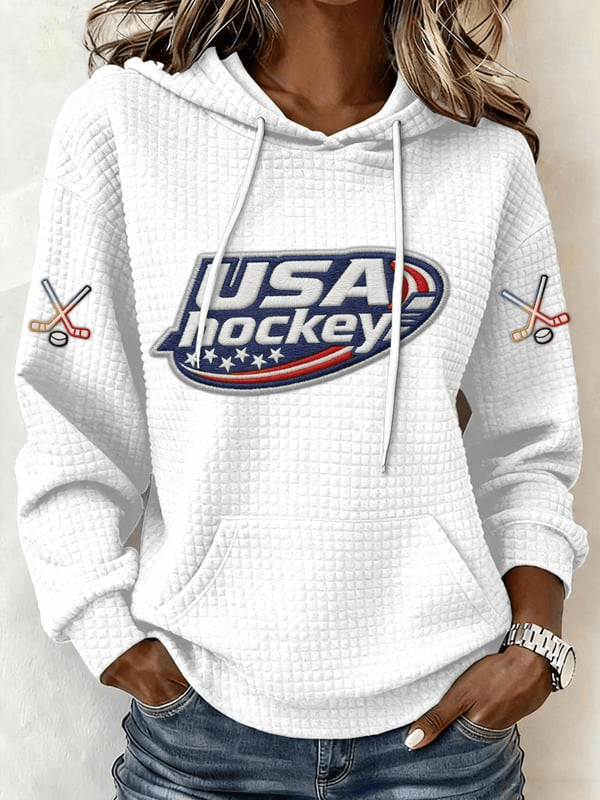 USA Hockey 2026 Winter Olympics Hoodie Women's Game Day Apparel Gifts For Ice Hockey Fans White USA Hockey 2026 Winter Olympics Hoodie Women's Game Day Apparel Gifts For Ice Hockey Fans White