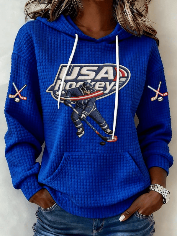 USA Hockey 2026 Winter Olympics Hoodie Women's Game Day Clothing Gifts For Ice Hockey Fans