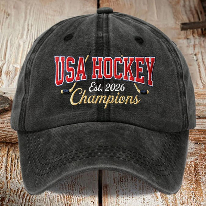 USA Hockey Champions Est 2026 Hat USA Hockey Gold Medal Baseball Cap Present For Fan