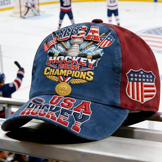 USA Hockey Champions Gold Medals Hat 2026 Winter Olympic Baseball Cap Hockey Lover Gift