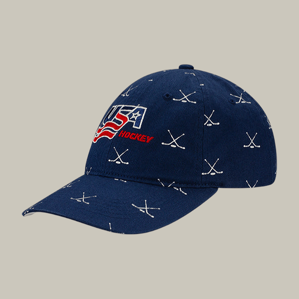 USA Hockey Cross Sticks Pattern Hat Team USA Hockey Baseball Cap Fan Gift For Wife