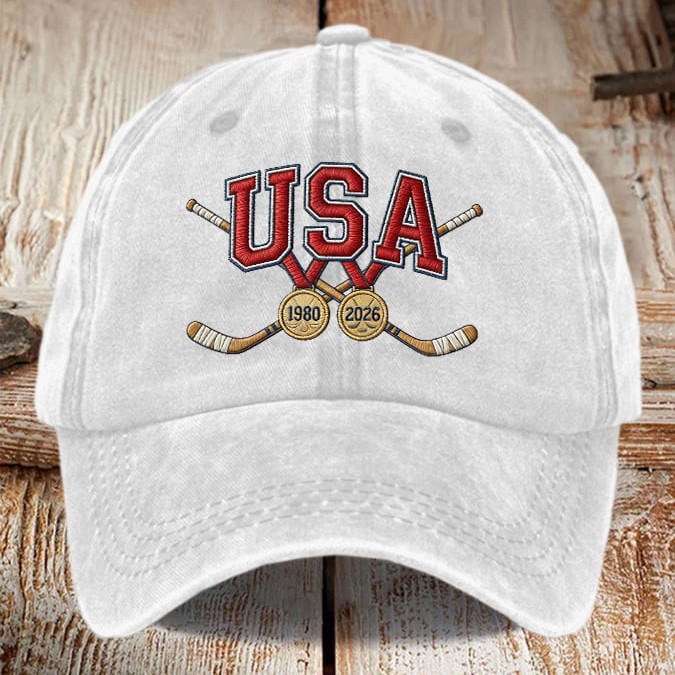 USA Hockey Gold 1980 2026 Hat USA Hockey Gold Baseball Cap Best Fan Gear