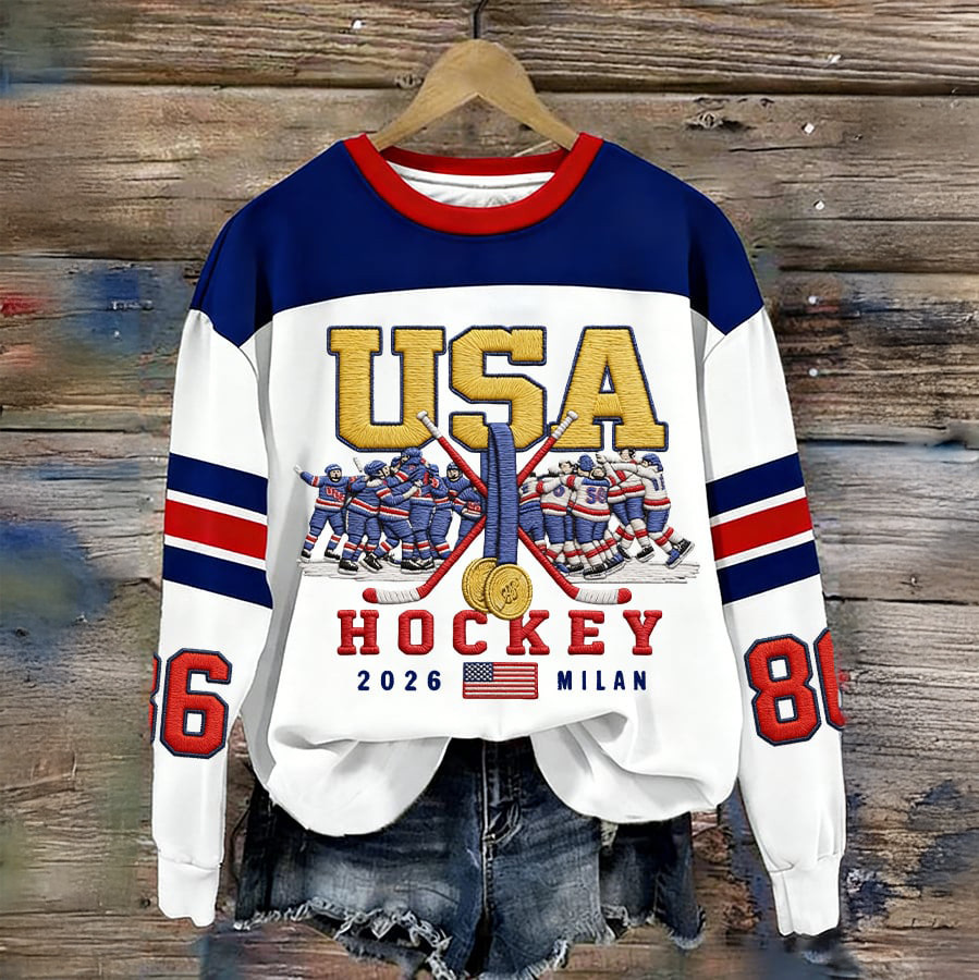 USA Hockey Gold 2026 Milano Cortina WInter Olympic Sweatshirt USA Hockey Apparel Fan Gear