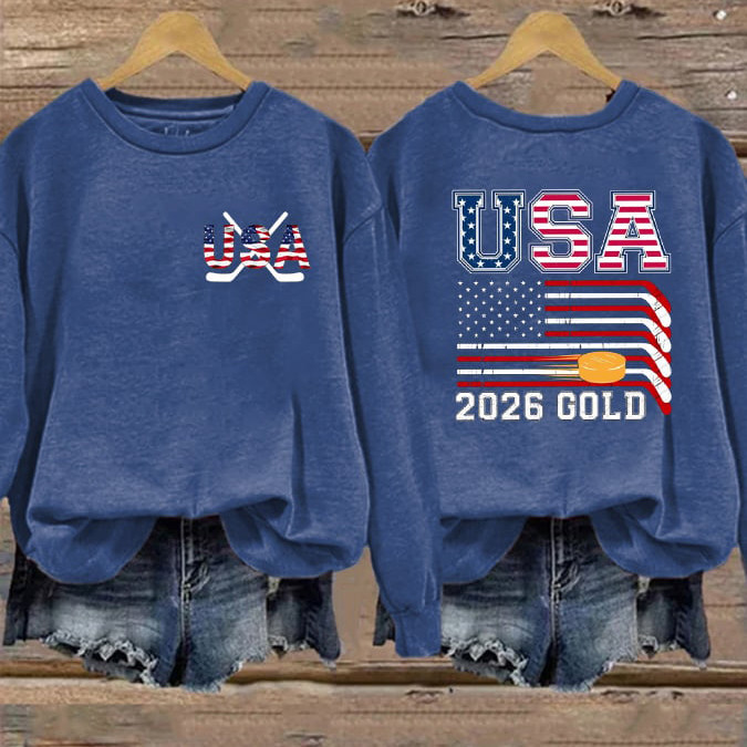 USA Hockey Gold 2026 Sweatshirt USA Hockey Gold Medal Merch Best Fan Gift For Girl