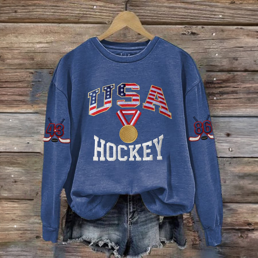 USA Hockey Gold Medal 86 43 Sweatshirt Hockey Gold Merch Present For Her