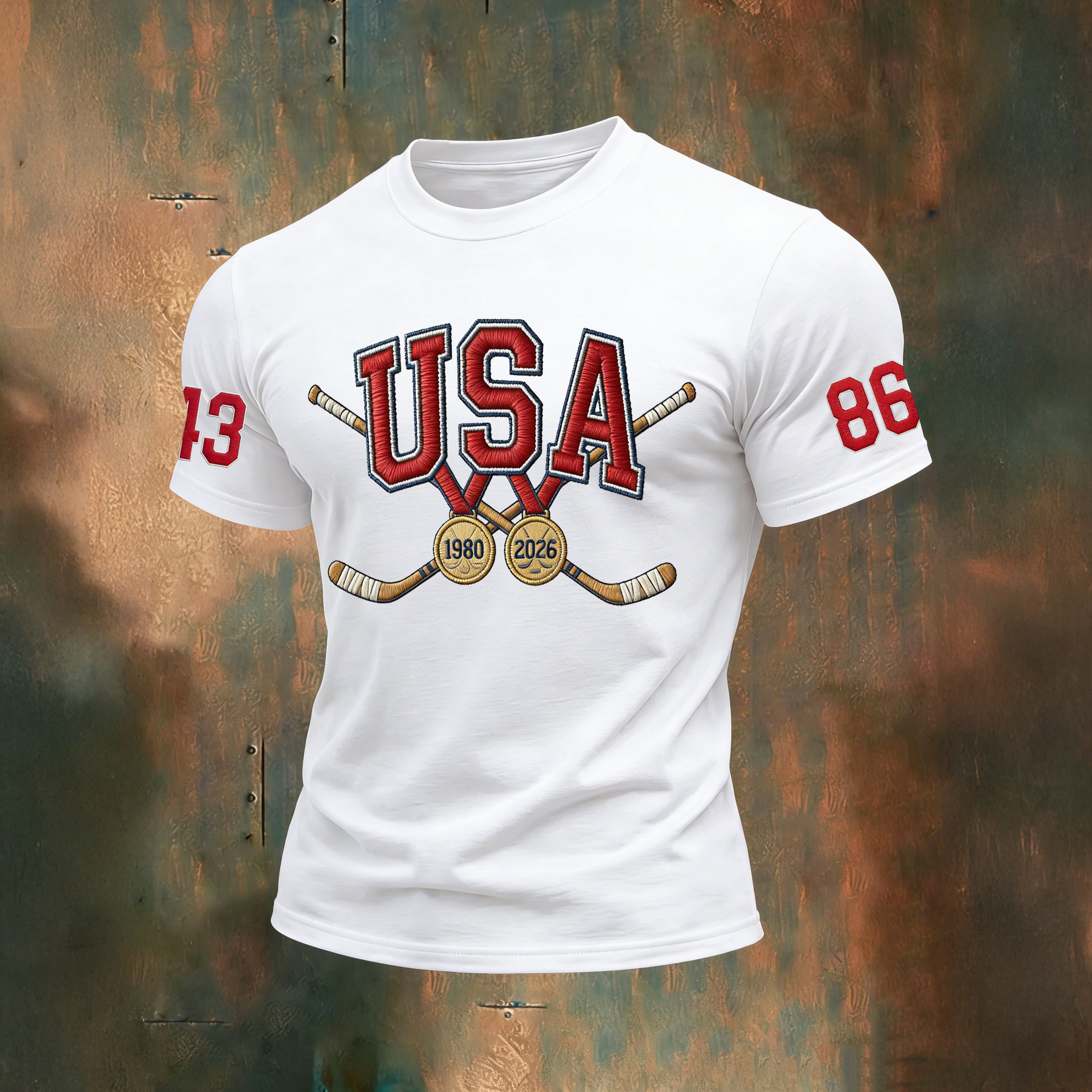 USA Hockey Gold Medal 86 43 T-Shirt USA Hockey Golf Merch Fans Gift For Husband