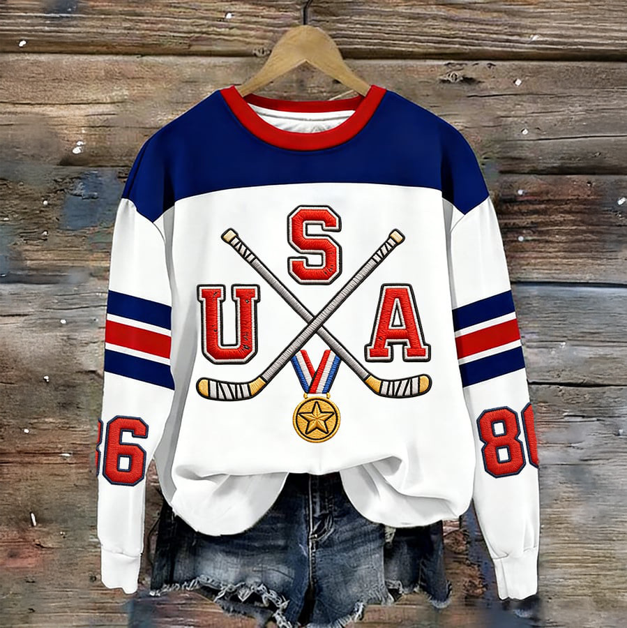 USA Hockey Gold Medal 86 Sweatshirt USA Hockey Gold Apparel Present For Wife