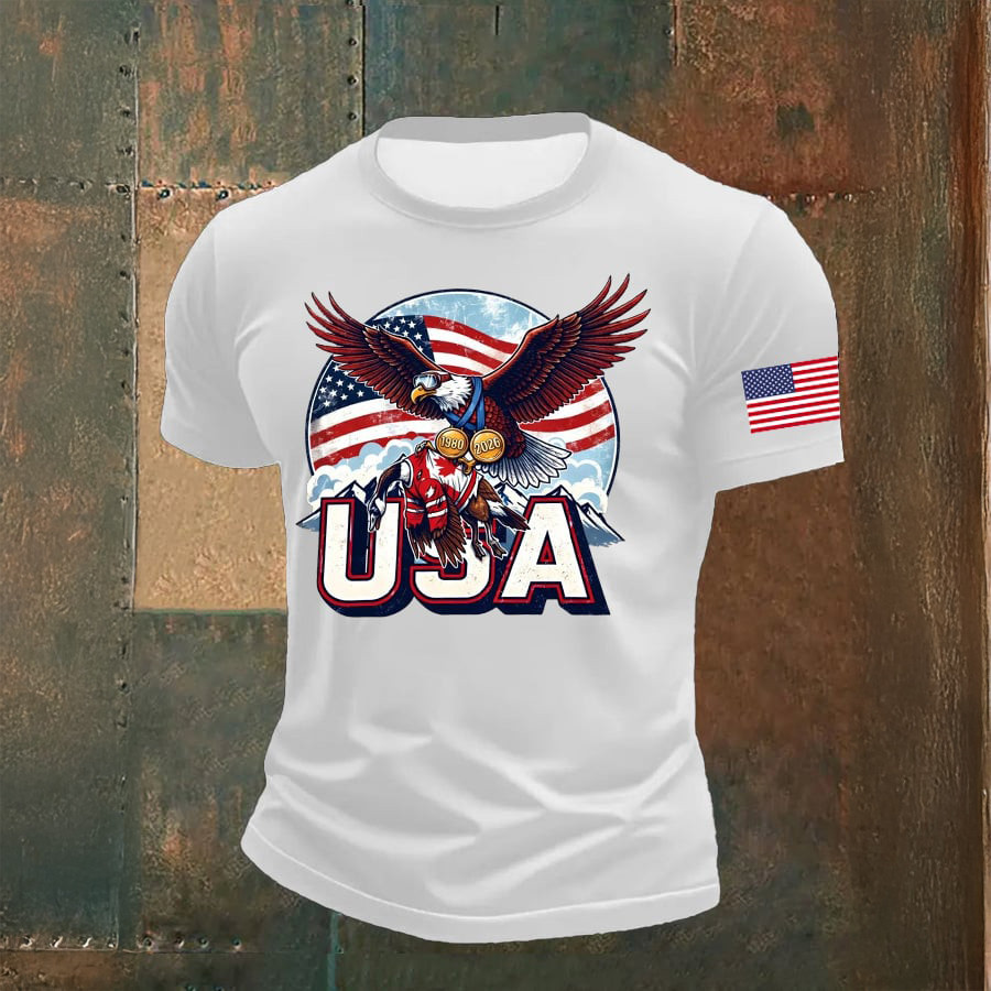 USA Hockey Gold Medal Eagle T-Shirt American Flag USA Hockey Gold Shirt Present For Him