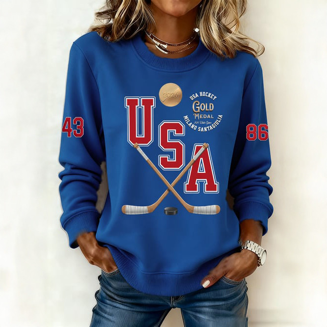 USA Hockey Gold Medal Milano Cortina Sweatshirt Ice Hockey Apparel Fans Gift