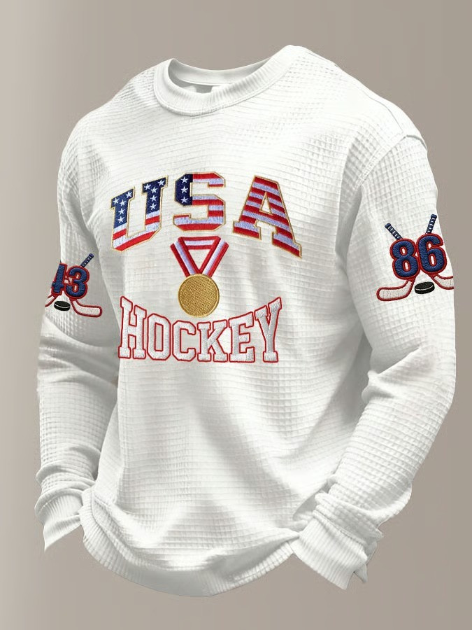 USA Hockey Gold Medal Waffle Long Sleeve Shirt Fan Gear 2026 Winter Games Best Gift For Hockey Fans