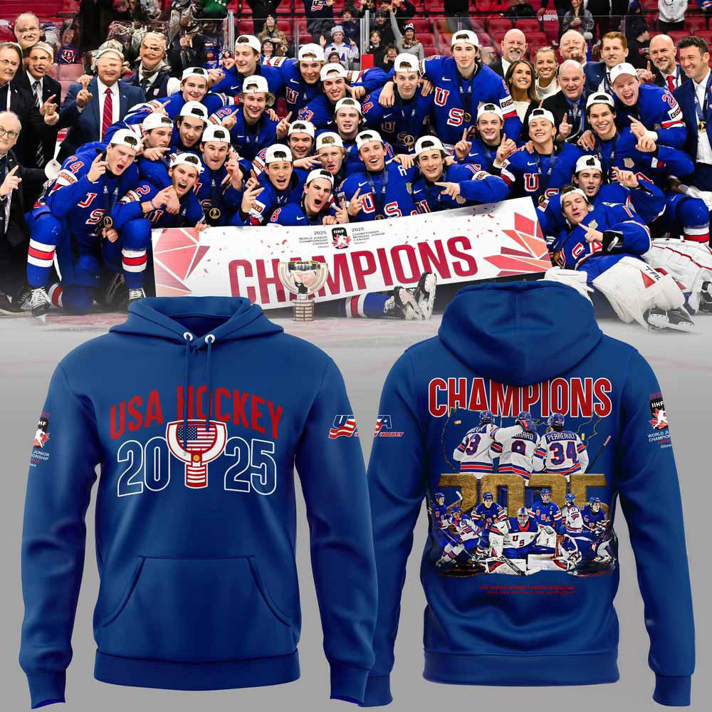 USA Hockey IIHF World Junior Champions 2025 Hoodie Hockey Lovers Gifts For Fans