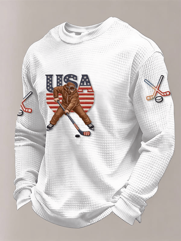 USA Hockey Long Sleeve Shirt Men's Winter Olympic Sports Clothing Gifts For Ice Hockey Fans