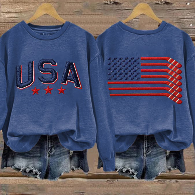 USA Hockey Patriotic Sweatshirt USA Hockey Team Merch 4Th Of July Gift For Hockey Fan