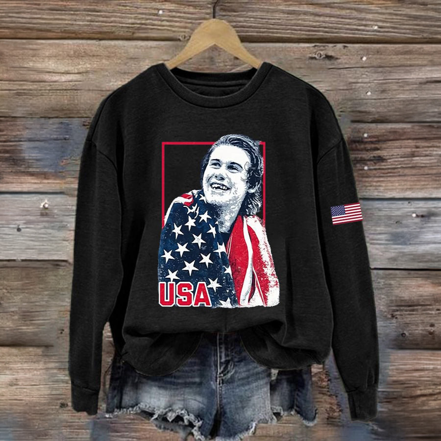 USA Hockey Team 2026 Jack Hughes Portrait Sweatshirt American Flag Hockey Apparel Fans Gift