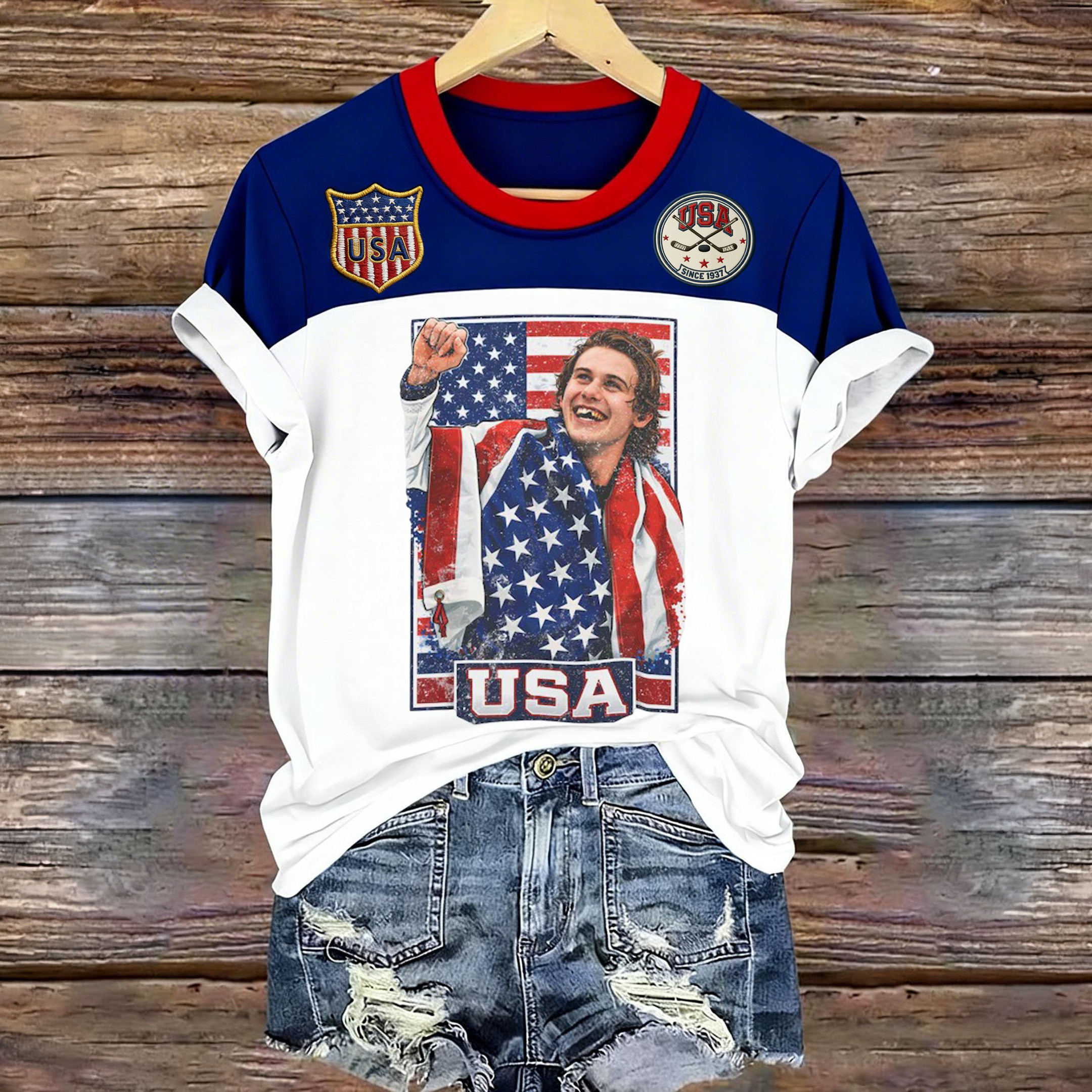 USA Hockey Team 2026 Jack Hughes T-Shirt USA Gold Medal Shirt Great Gift For Fans