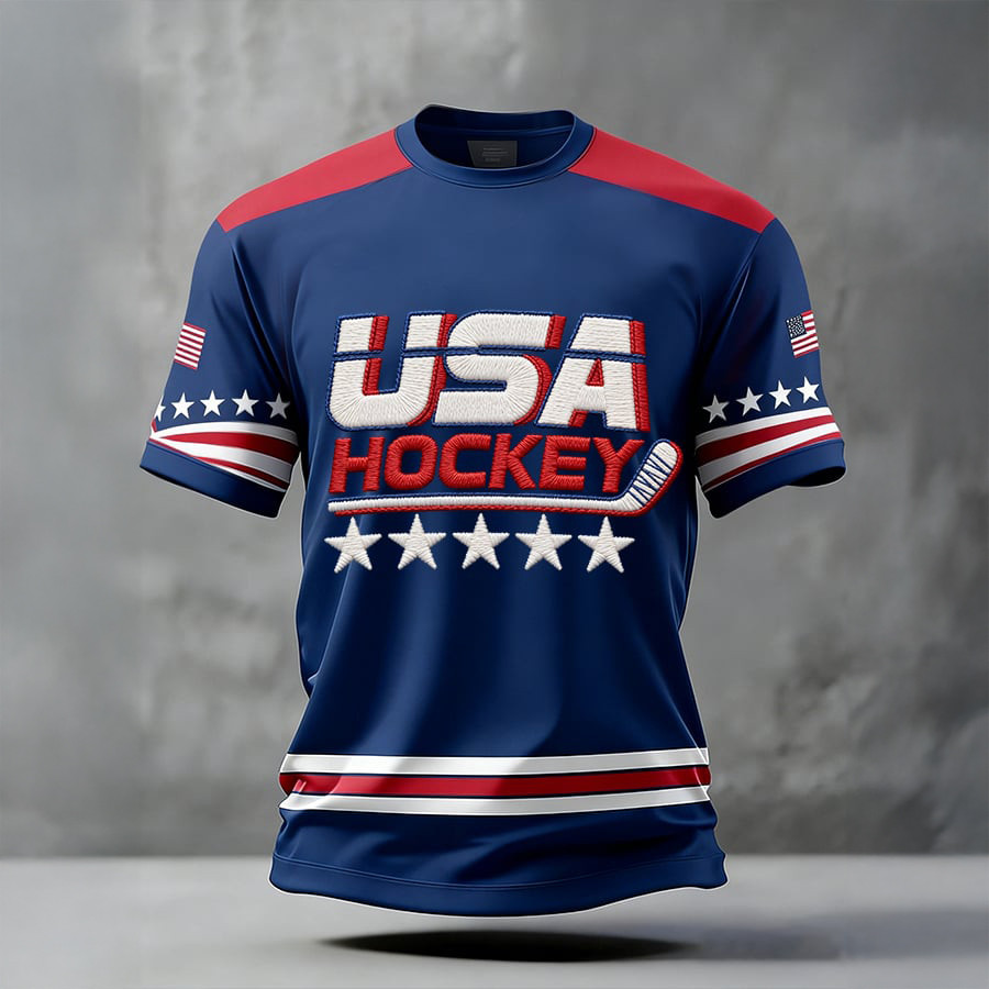 USA Hockey Team 2026 T-Shirt American Flag Hockey Clothes Best Fans Gift