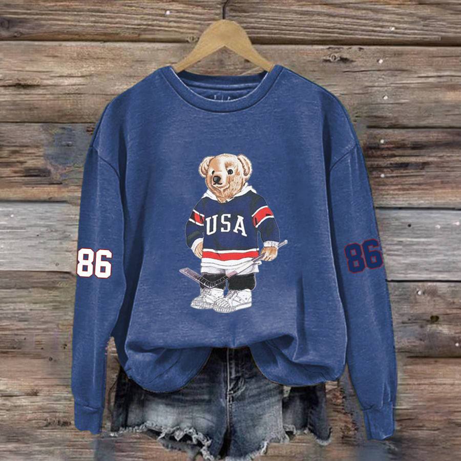 USA Hockey Team 2026 Winter Olympic Sweatshirt Teddy Bear Hockey Apparel Fans Gift