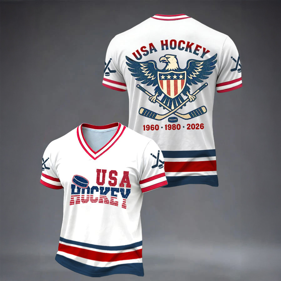 USA Hockey Team Eagle V-Neck Shirt Team USA Olympic 2026 Merch Best Gift For Fans