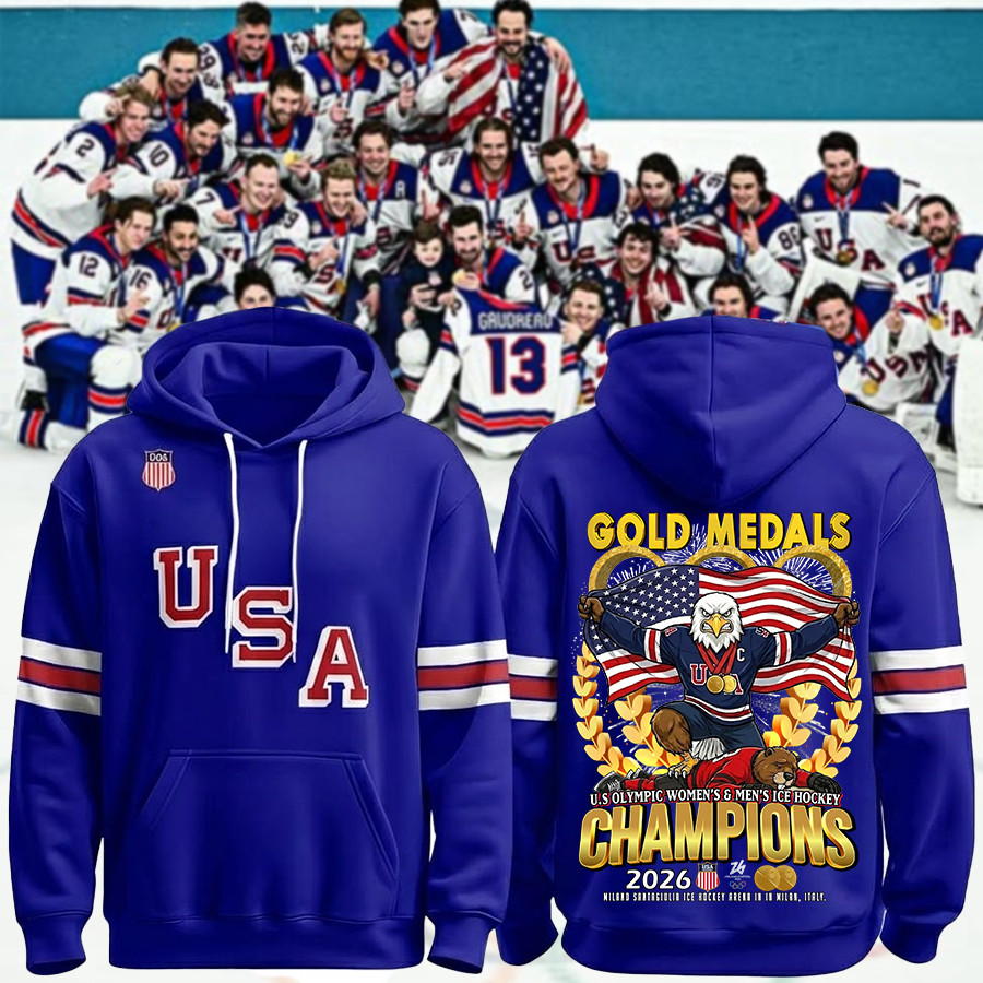 USA Ice Hockey 2026 Olympic Champions Double Gold Unisex 3D Hoodie Best Gift For Fans