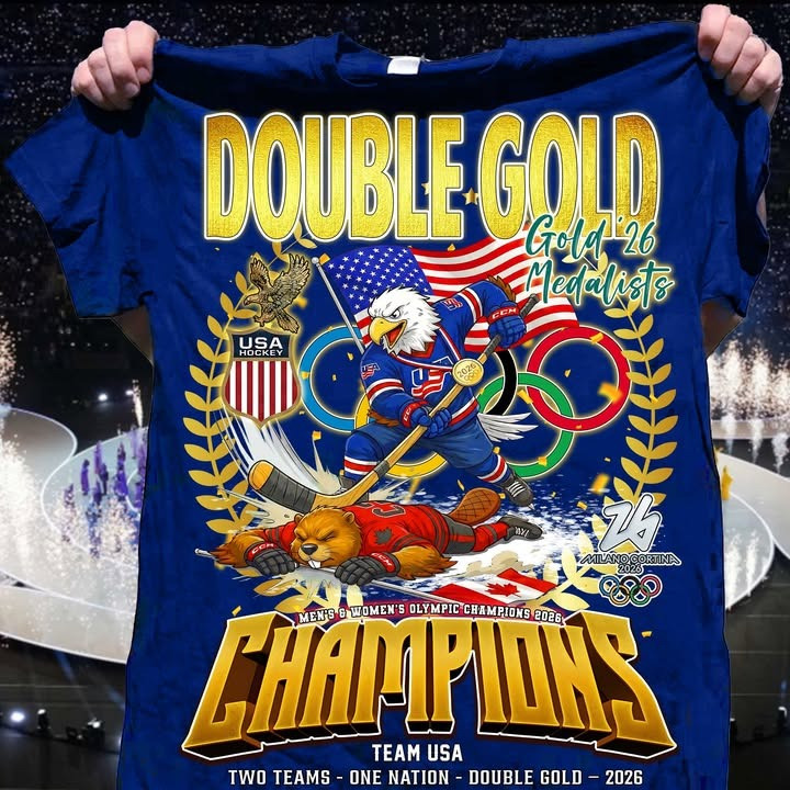 USA Ice Hockey 2026 Olympic Double Gold Champions T-Shirt Team USA Fan Gear Best Gift