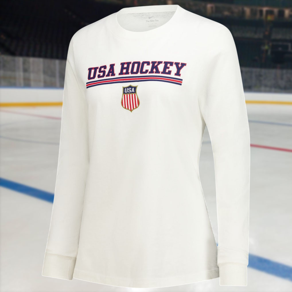 USA Ice Hockey 2026 Olympics White Long Sleeve T-Shirt Women Fan Gear Gift Ideas