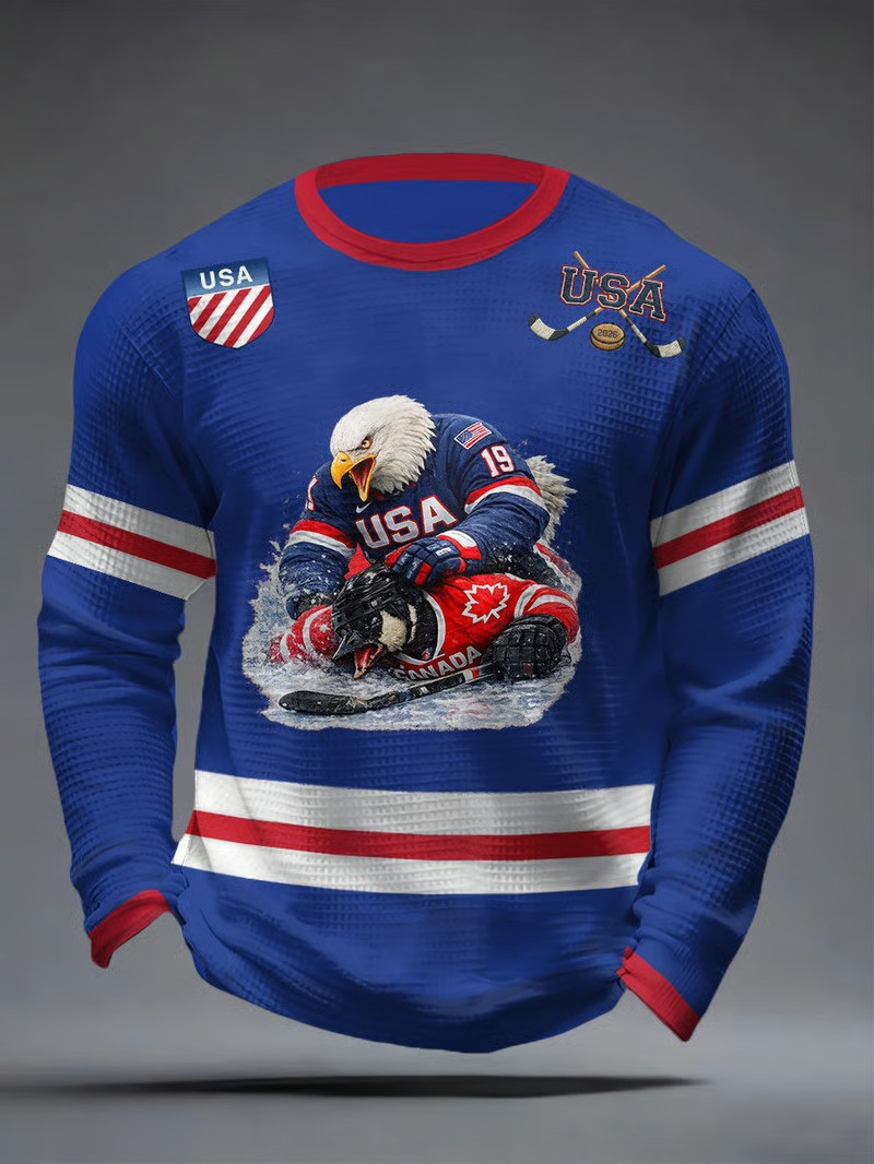 USA Ice Hockey Eagle Beats Canada 2026 Long Sleeve T-Shirt Fan Gear Best Gift For Fans