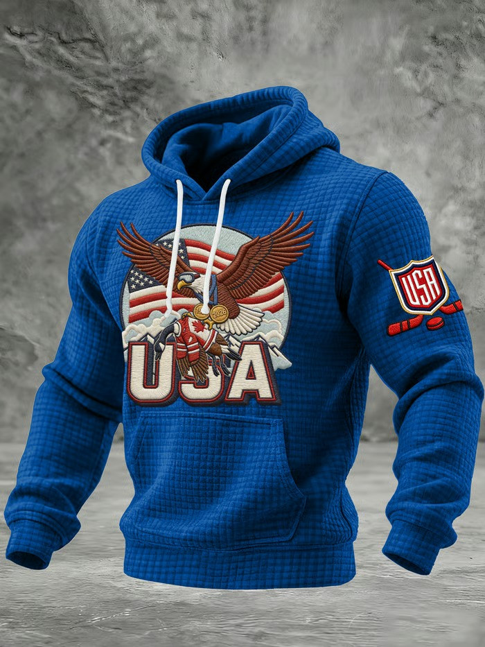 USA Ice Hockey Eagle Beats Canada 2026 Waffle Hoodie Fan Gear Best Gift For Fans