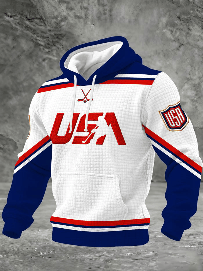 USA Ice Hockey Hoodie Men's Game Day Clothes Team USA Merch Best Gifts For Ice Hockey Fan