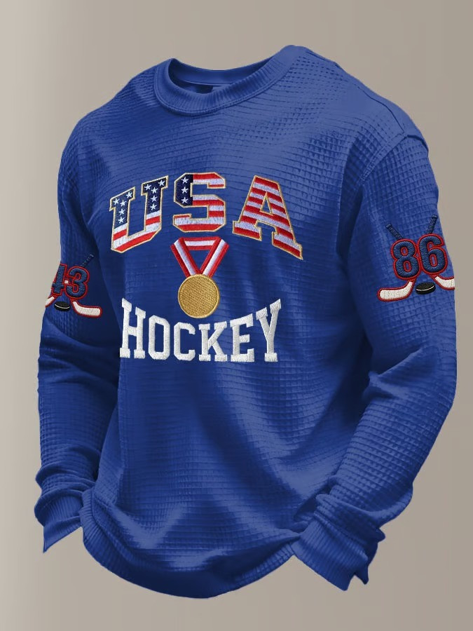 USA ICE Hockey Long Sleeve Shirt Hockey Flag Fan Gear Best Gift For Ice Hockey Supporters
