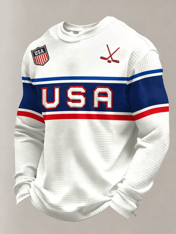 USA Ice Hockey Long Sleeve Shirt Men's Winter Olympic Sports Clothing Gifts For Ice Hockey Fans USA Ice Hockey Long Sleeve Shirt Men's Winter Olympic Sports Clothing Gifts For Ice Hockey Fans