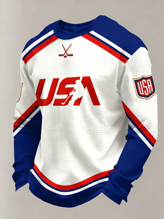 USA Ice Hockey Long Sleeve Shirt Winter Olympic Sports Apparel Gifts For Ice Hockey Fan For Men USA Ice Hockey Long Sleeve Shirt Winter Olympic Sports Apparel Gifts For Ice Hockey Fan For Men