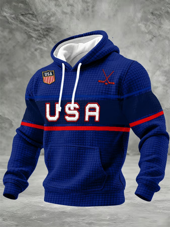 USA Ice Hockey Olympics 2026 Patriotic Shield Graphic Hoodie Gear Gift For USA Hockey Supporters