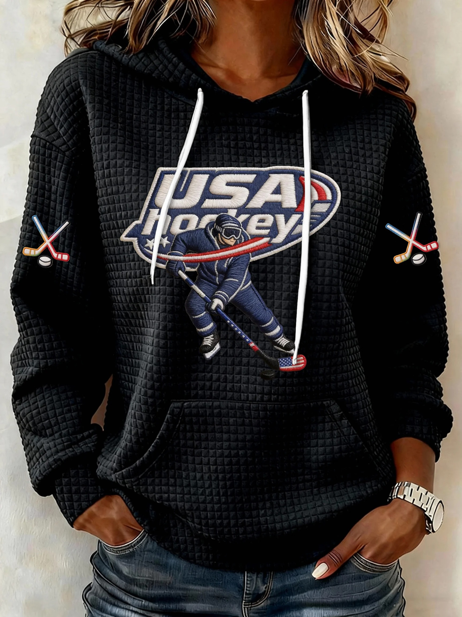 USA Ice Hockey Olympics Player Graphic Hoodie Black Women Fan Gear Best Gift For Fans
