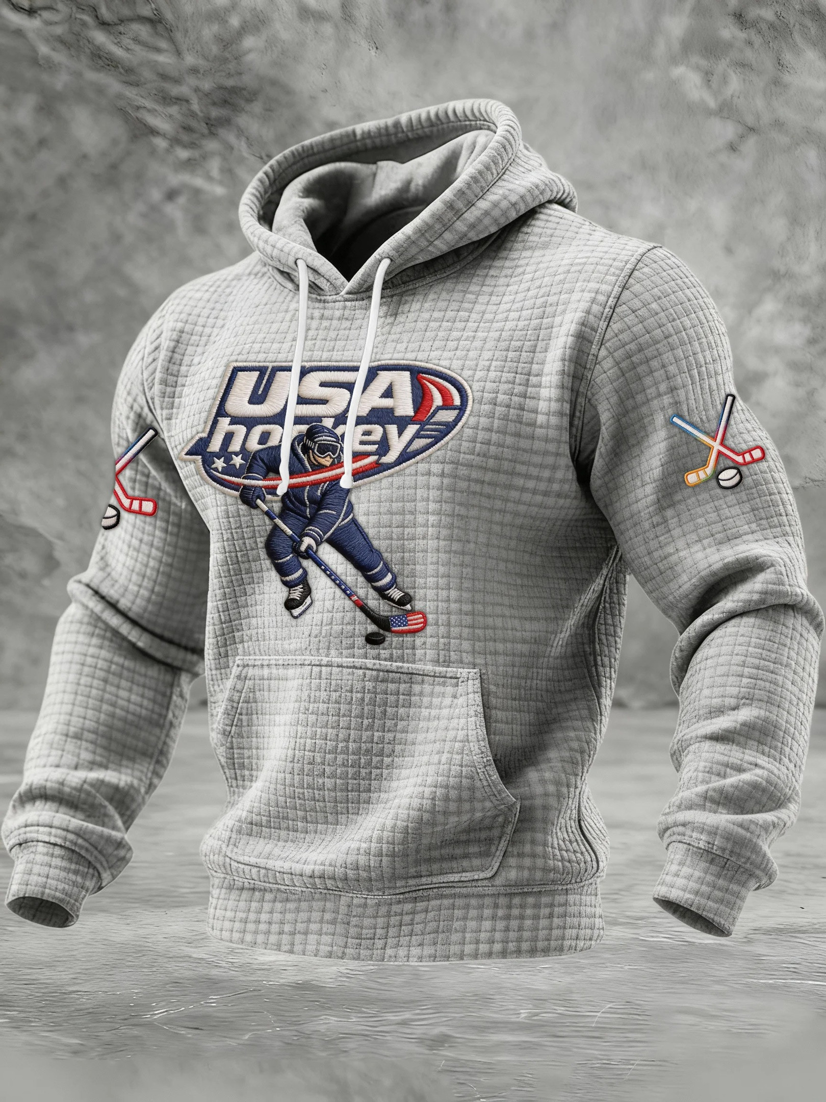 USA Ice Hockey Olympics Player Graphic Hoodie Gray Fan Gear Best Gift For Hockey Fans