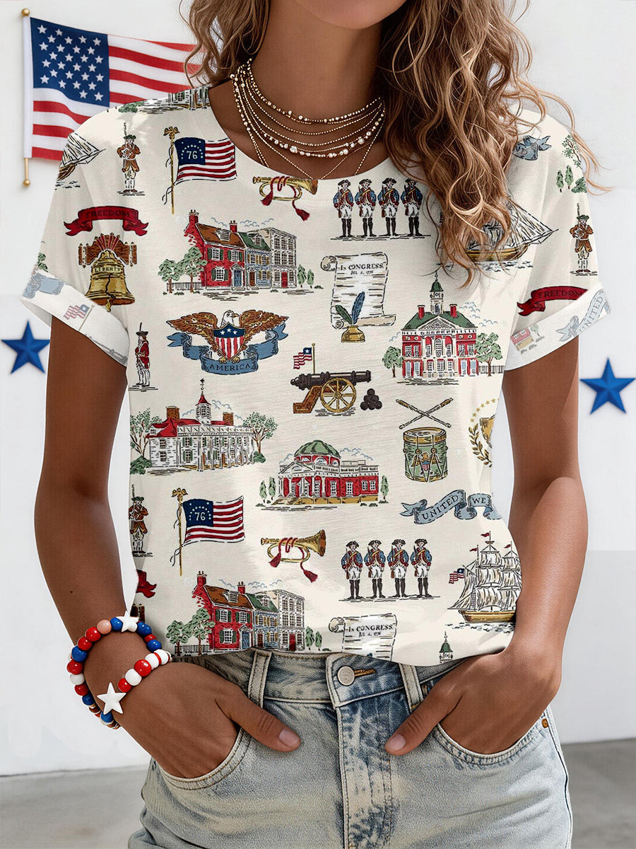 USA Independence Day T-Shirt Fourth Of July Shirts Patriotic Gifts For Her