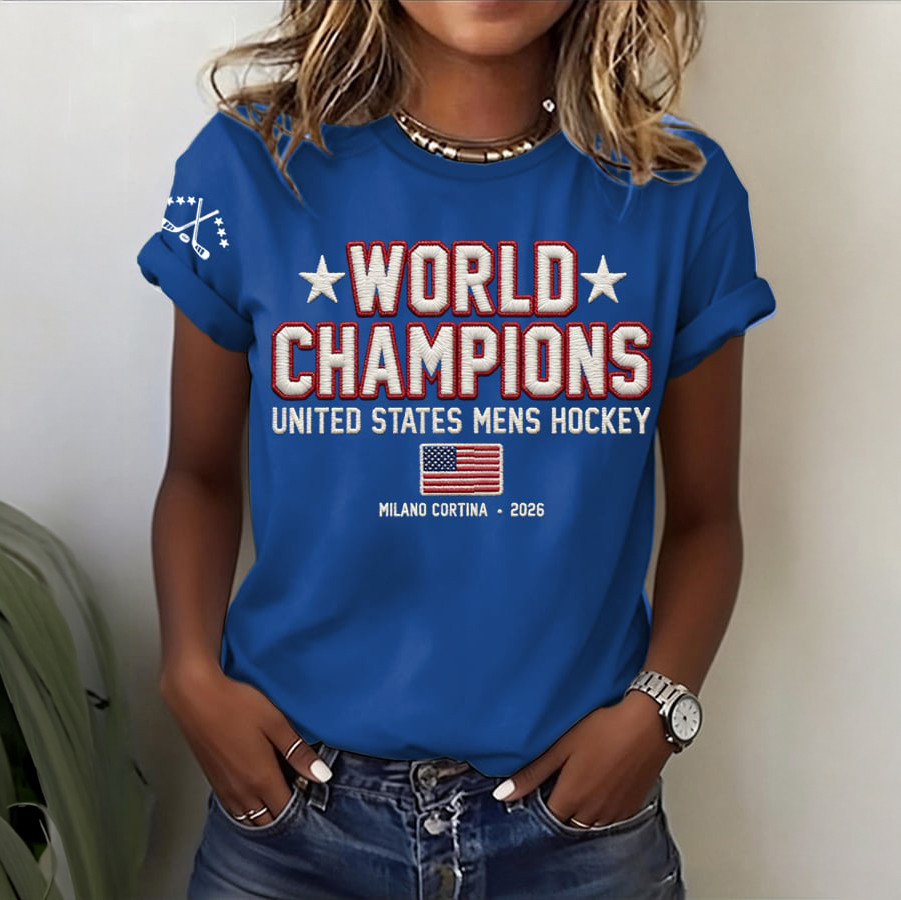 USA Men's Hockey World Champions Milaton Cortina 2026 T-Shirt USA Hockey Gold Medal Merch