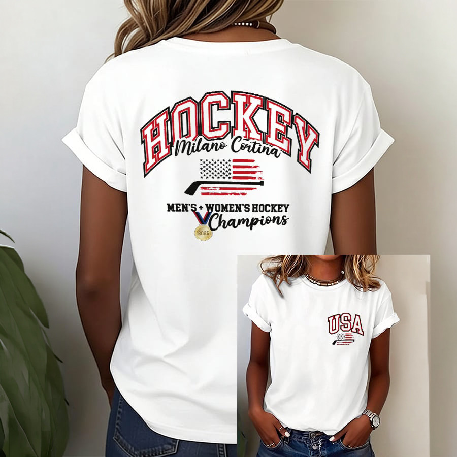 USA Men's Woman's Hockey Champions 2026 T-Shirt Milano Cortina 2026 Winter Olympic Clothes