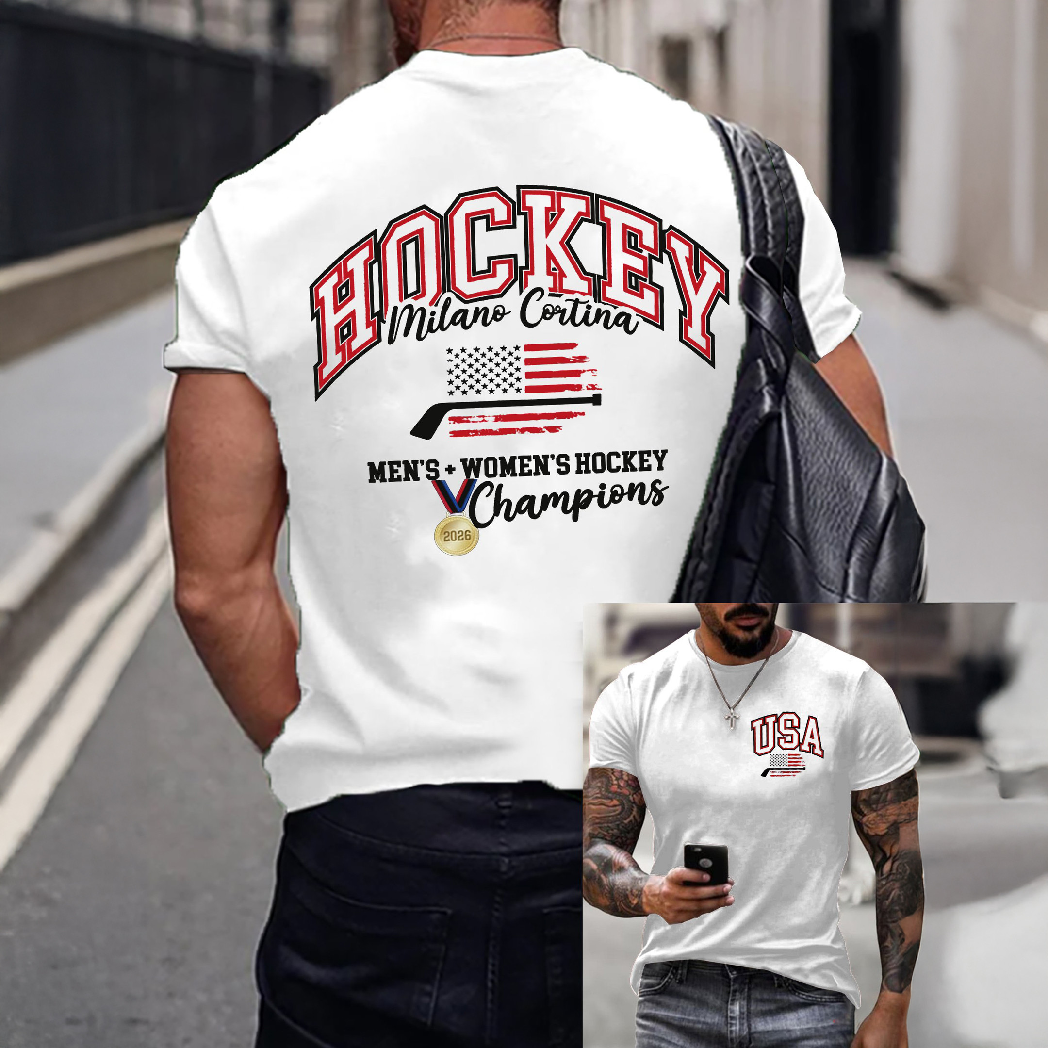 USA Men's Women's Hockey Champions Milano Cortina T-Shirt USA Hockey Gold Shirt Fan Gear