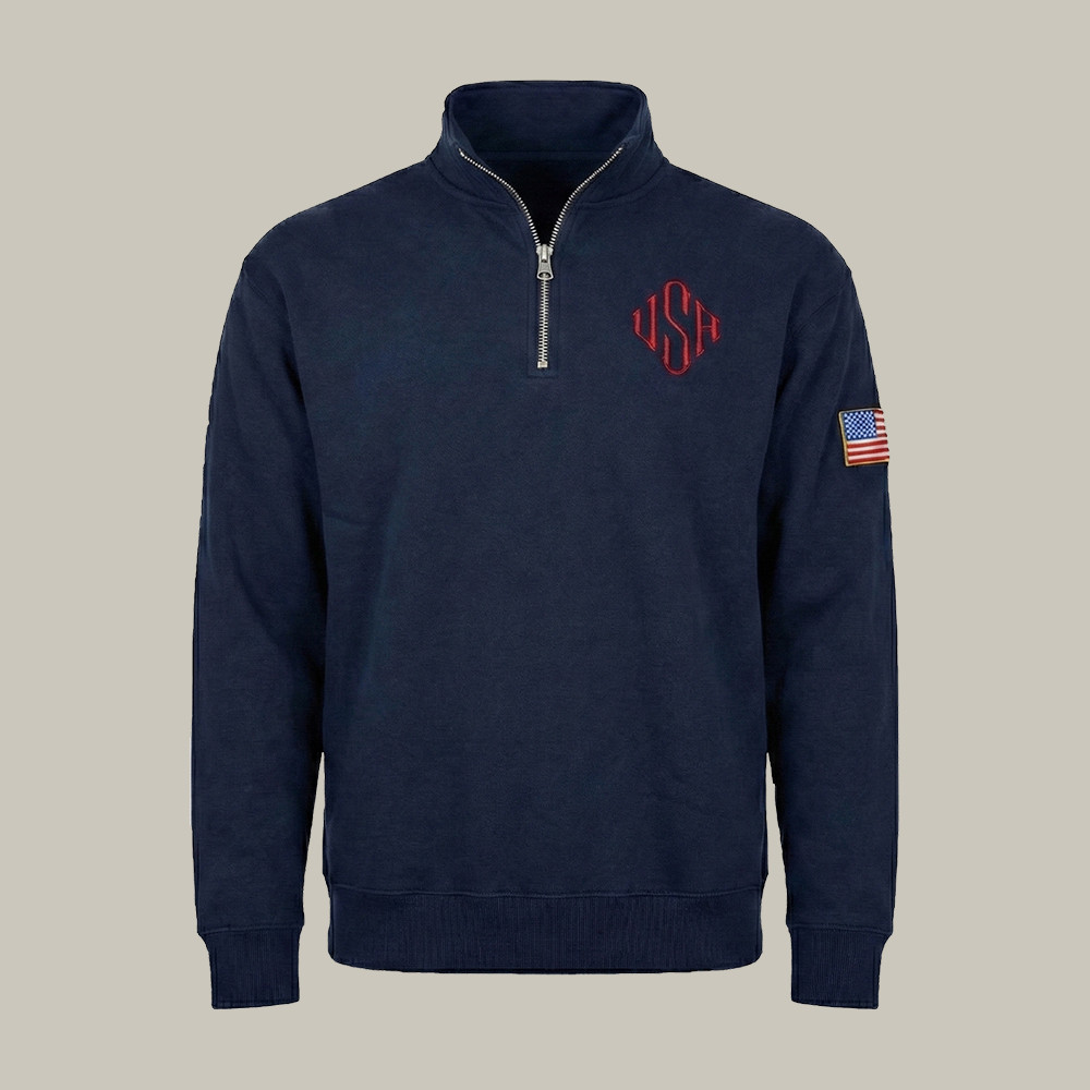 USA Nick Fuentes Quarter Zip Sweatshirt American Flag Political Commentary Merch