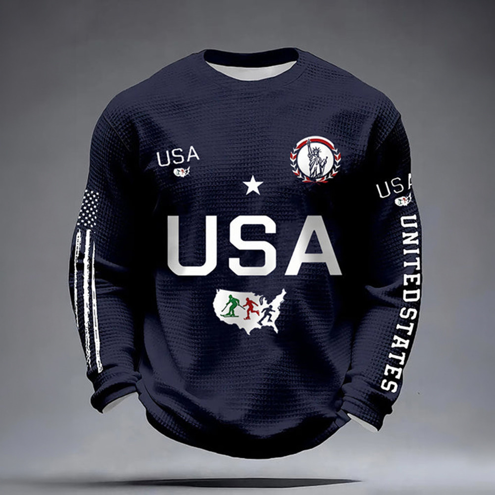USA Skiing Long Sleeve Shirt Statue Of Liberty Art Milano Cortina 2026 Olympic Clothing