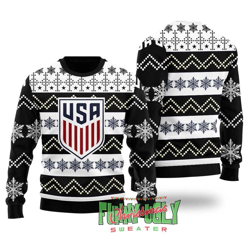 Usa Soccer Christmas Sweater Black Best Christmas Merch Gift for Family and Friends