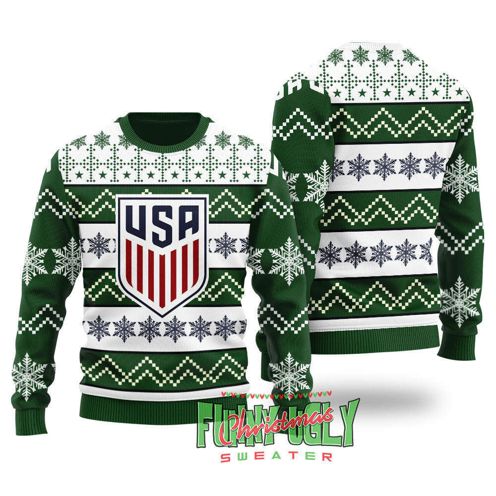 Usa Soccer Christmas Sweater Forest Green Holiday Merch That Makes a Perfect Christmas Gift