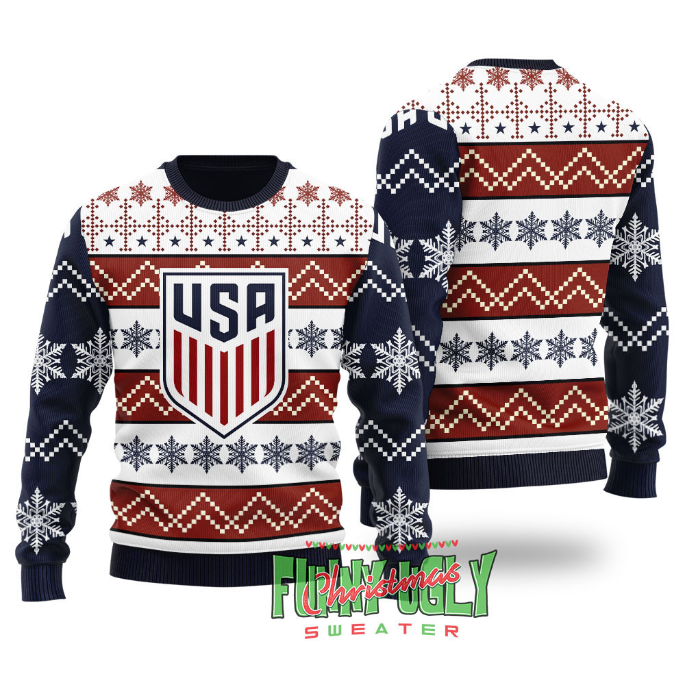 Usa Soccer Christmas Sweater Navy Best Christmas Merch Gift for Family and Friends