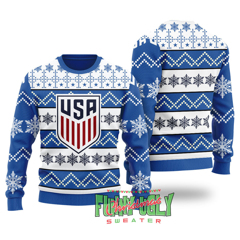 Usa Soccer Christmas Sweater Royal Seasonal Gift Merch for Cozy Christmas Vibes