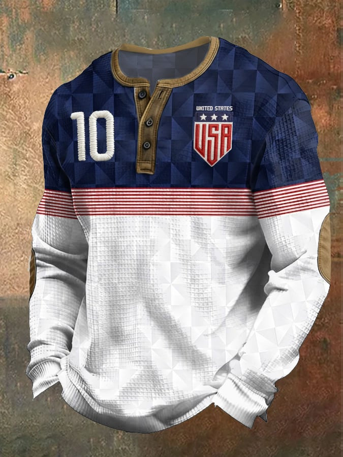 USA Soccer FIFA 2026 World Cup Waffle Henley T-Shirt Soccer Lovers Game Day Merch Him Gifts