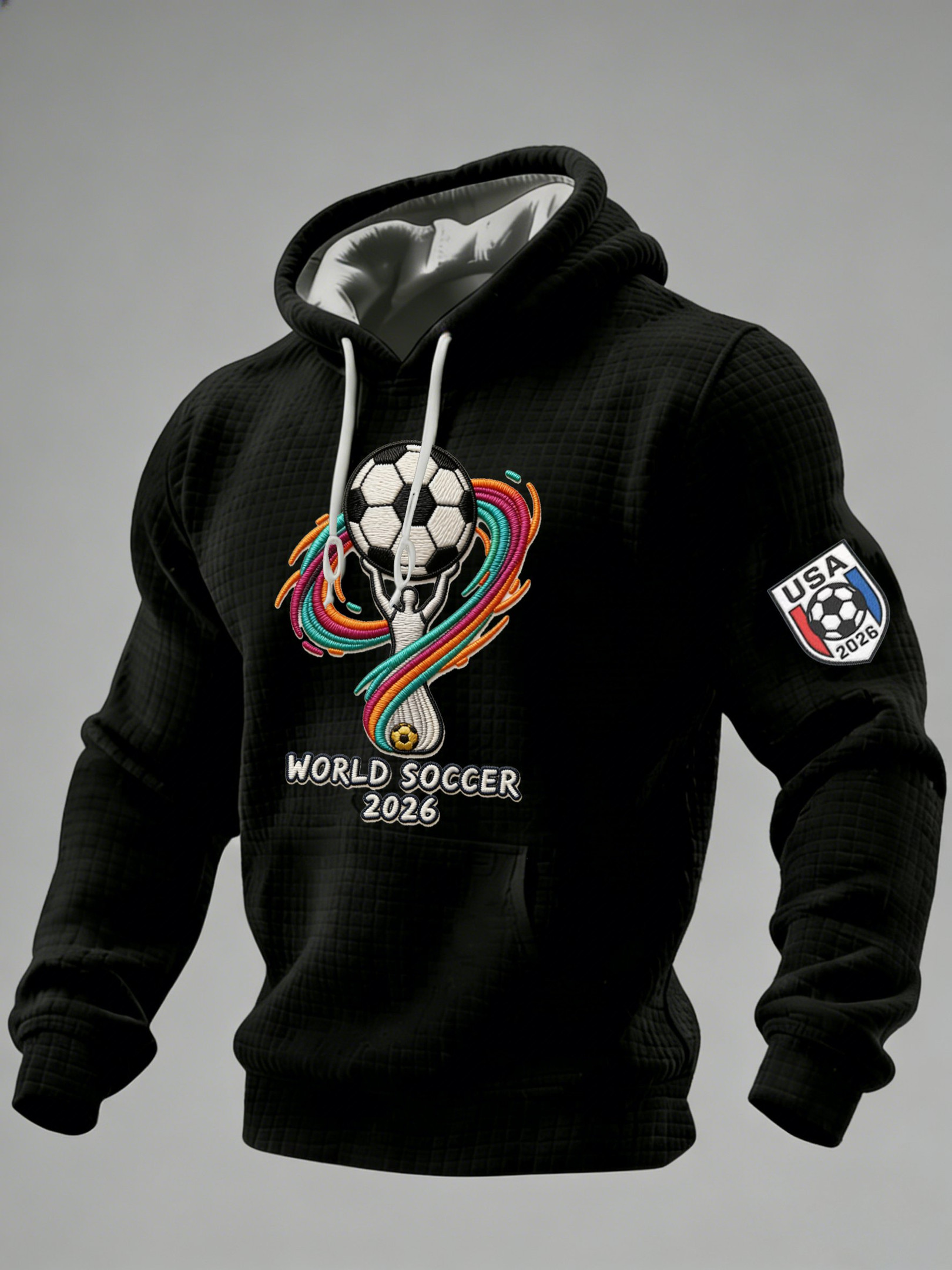 USA Soccer FIFA 2026 World Cup Waffle Hoodie Game Day Clothing Soccer Lovers Gifts Men's